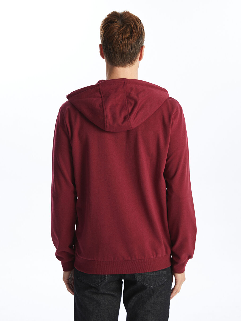 LCW ECO Bordo Uzun Kollu Baskılı Erkek Hoodie - 3