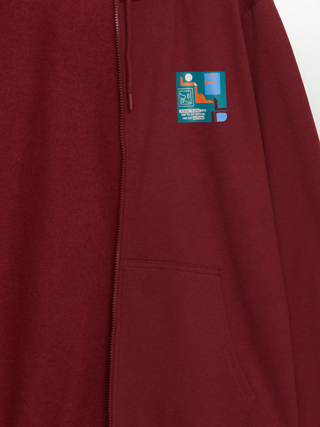 LCW ECO Bordo Uzun Kollu Baskılı Erkek Hoodie - 6