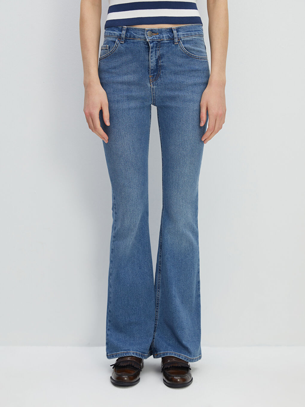 LCW Jeans Orta İndigo Rodeo Mars Flare Kadın Jean Pantolon - 1