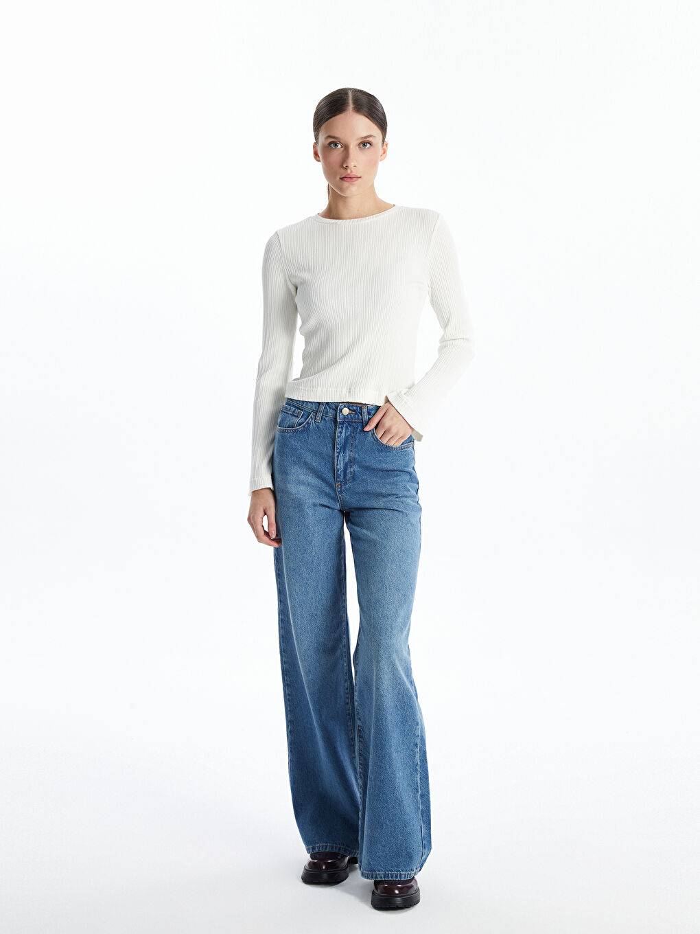 LCW Jeans İndigo Wideleg Kadın Jean Pantolon