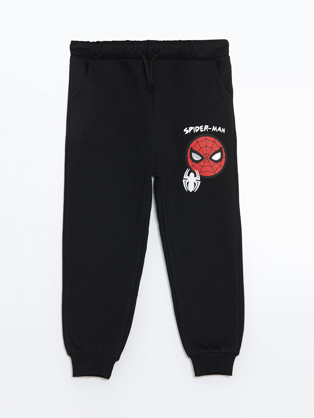 LCW Kids Yeni Siyah Beli Lastikli Spiderman Baskılı Erkek Çocuk Jogger Eşofman Altı