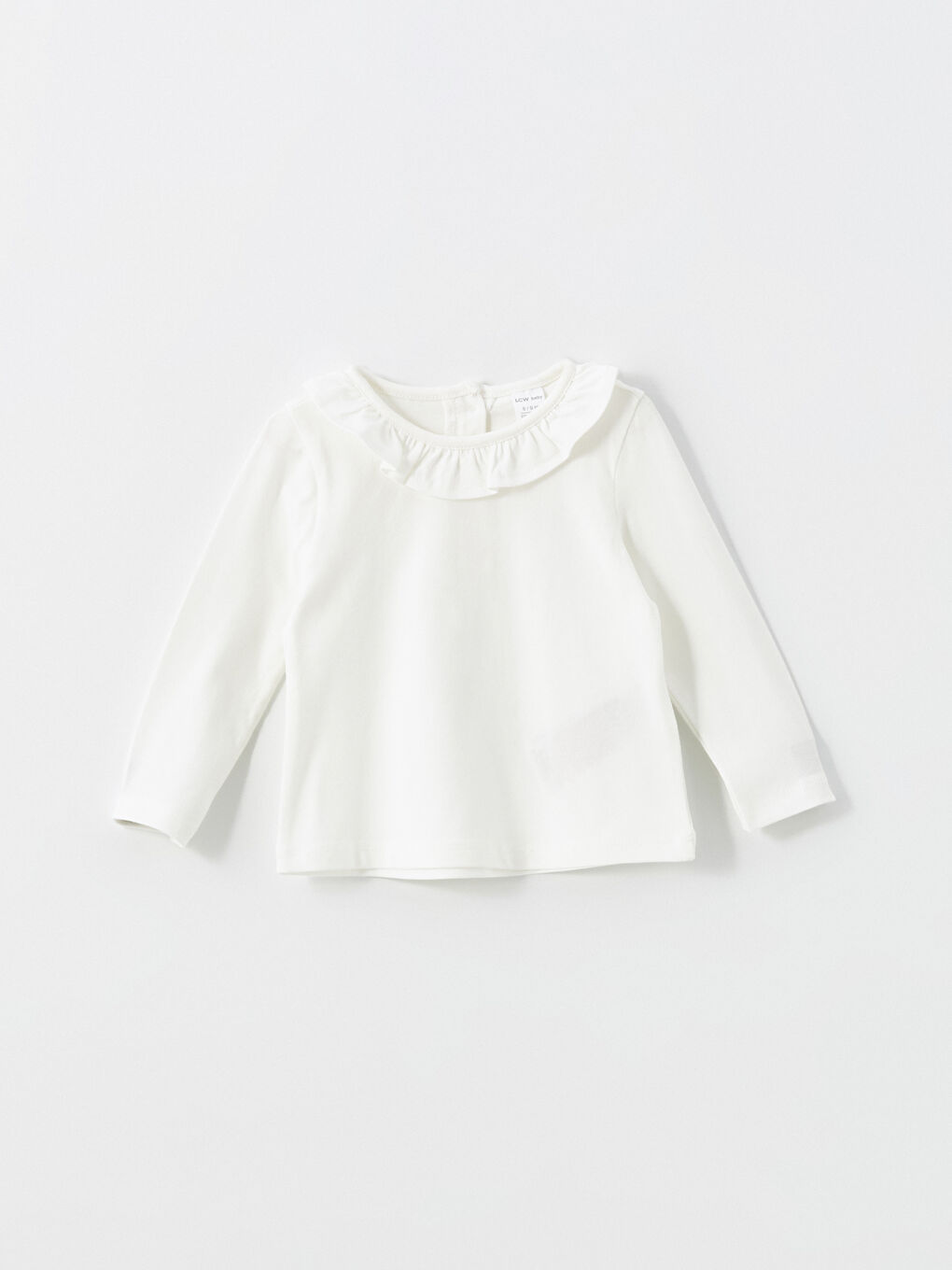 Ekru Bebe Yaka Fırfırlı Kız Bebek Bluz