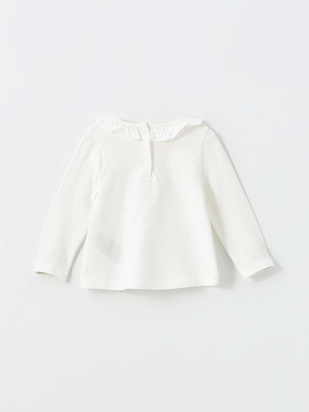Ekru Bebe Yaka Fırfırlı Kız Bebek Bluz-1