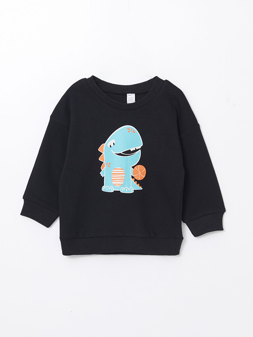 LCW ECO Yeni Siyah Bisiklet Yaka Baskılı Erkek Bebek Sweatshirt ve Eşofman Alt 2'li Takım - 1