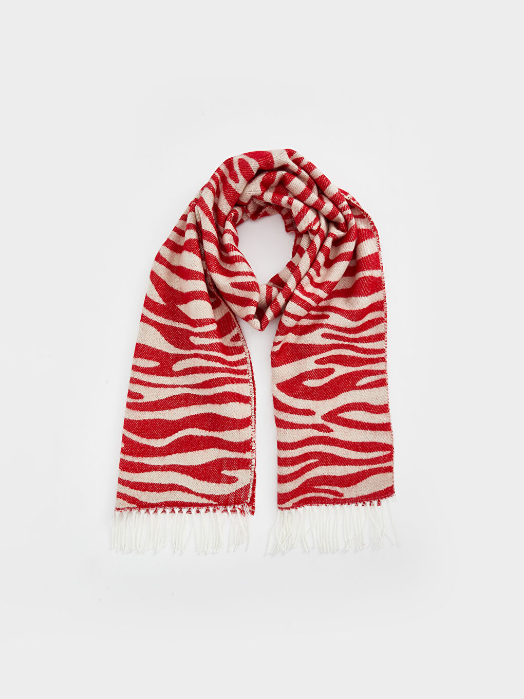 Kırmızı Desenli Kadın Atkı