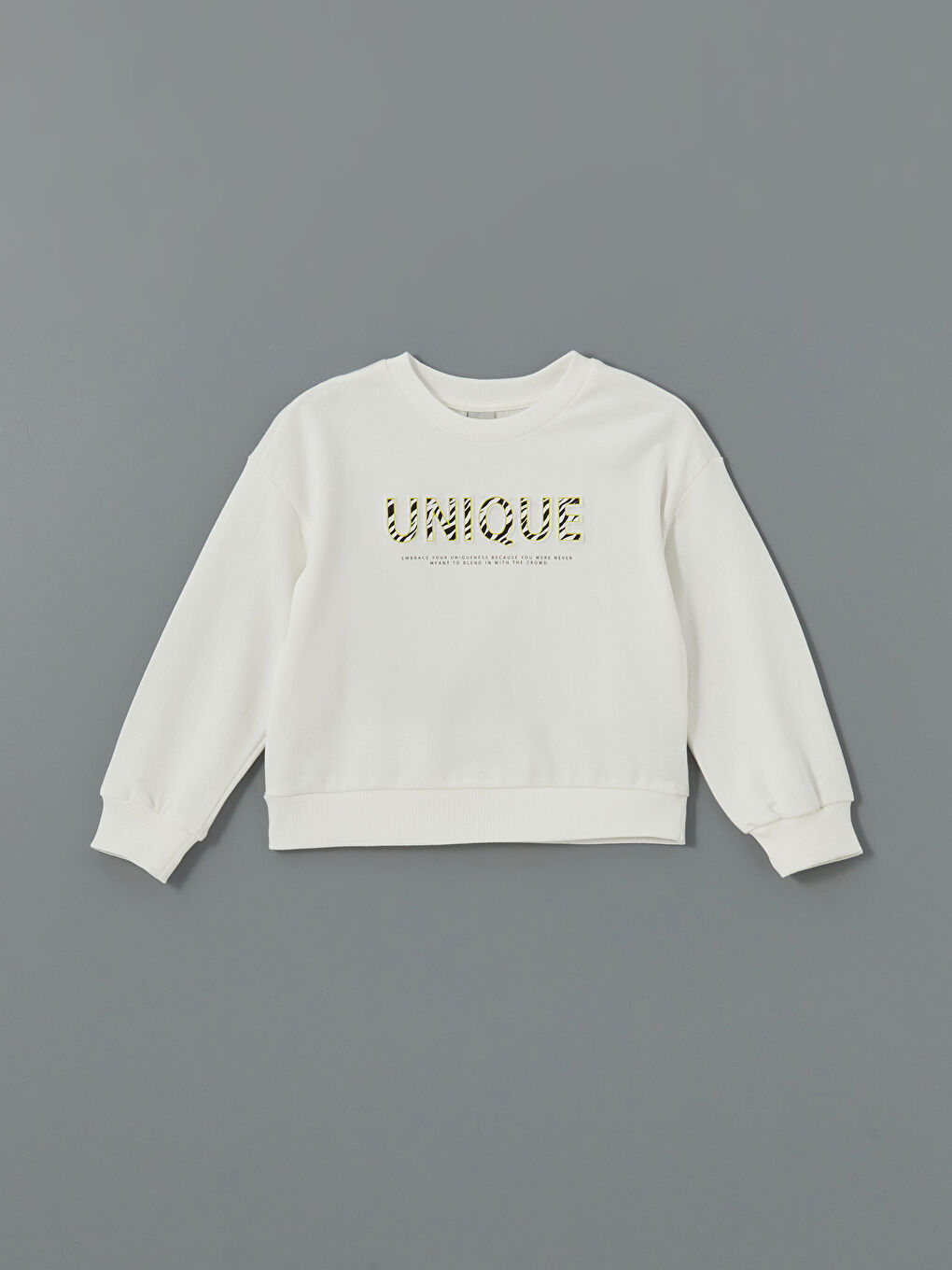 LCW Kids Ekru Bisiklet Yaka Kız Çocuk Sweatshirt