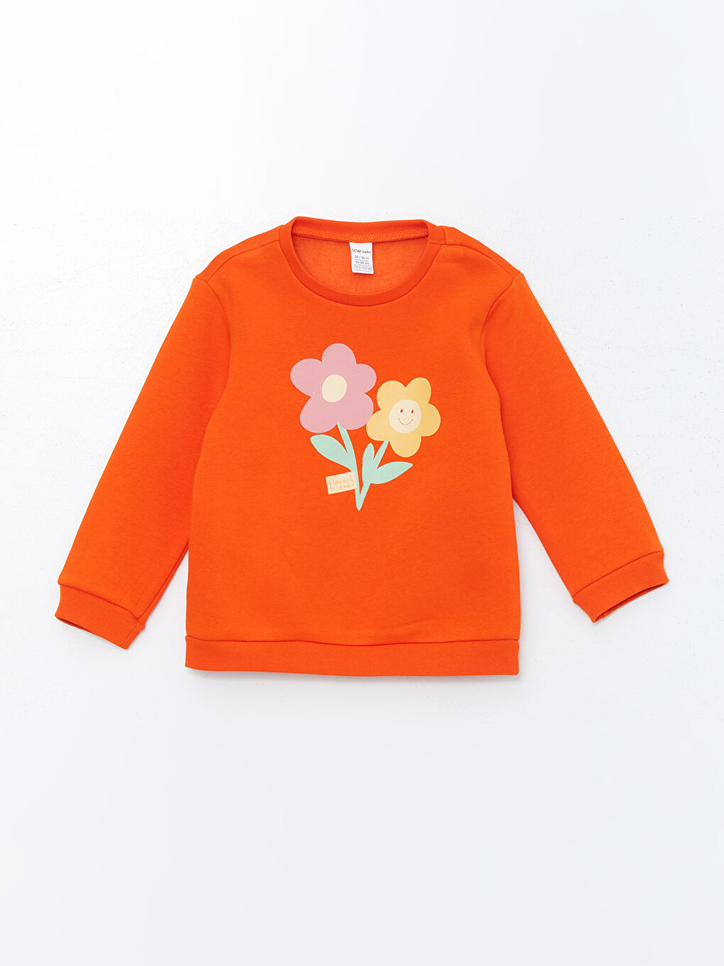 LCW baby Turuncu Bisiklet Yaka Baskılı Kız Bebek Sweatshirt ve Eşofman Alt 2'li Takım - 1