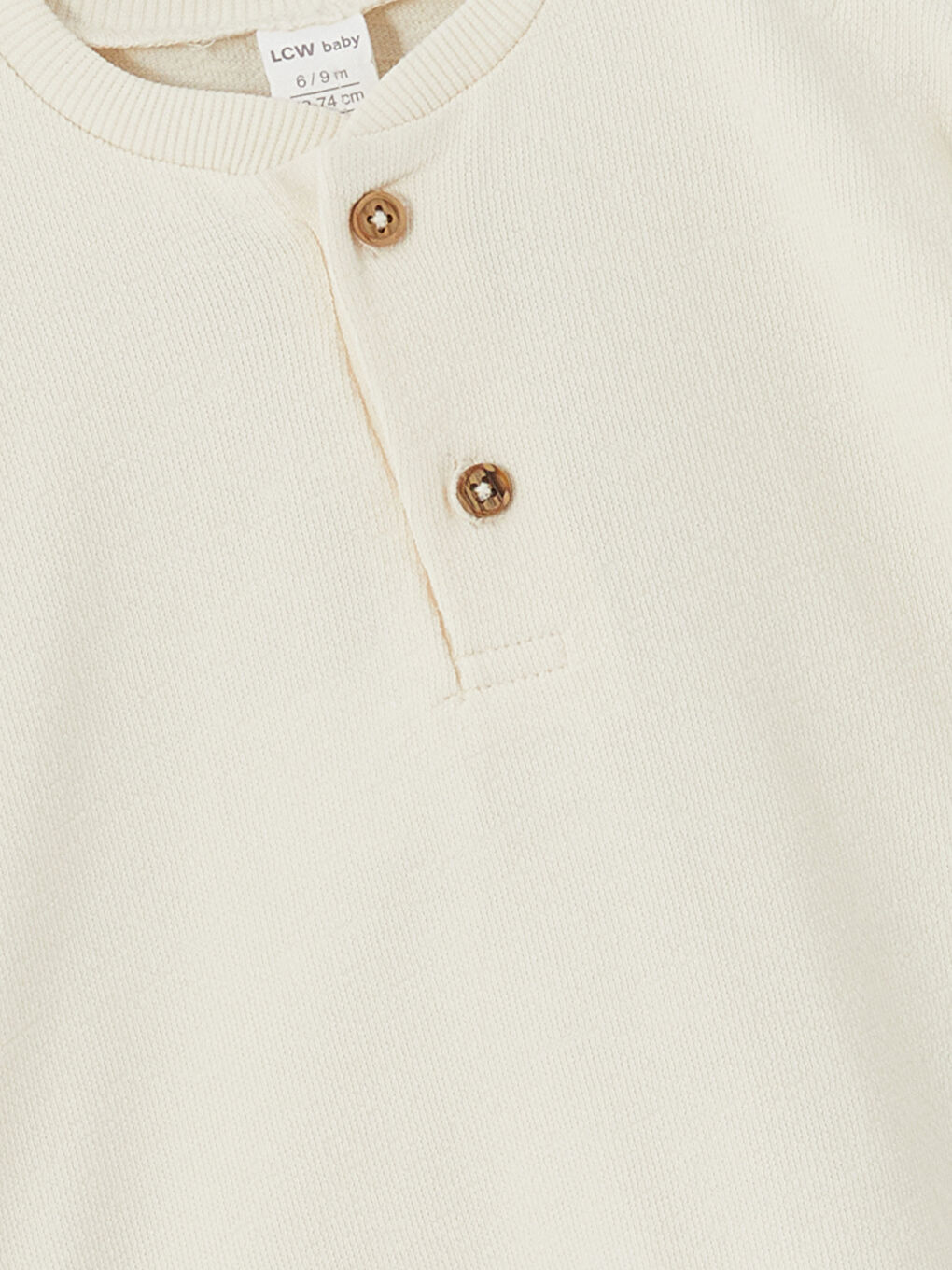 Ekru Düğmeli Basic Erkek Bebek Tişört-2