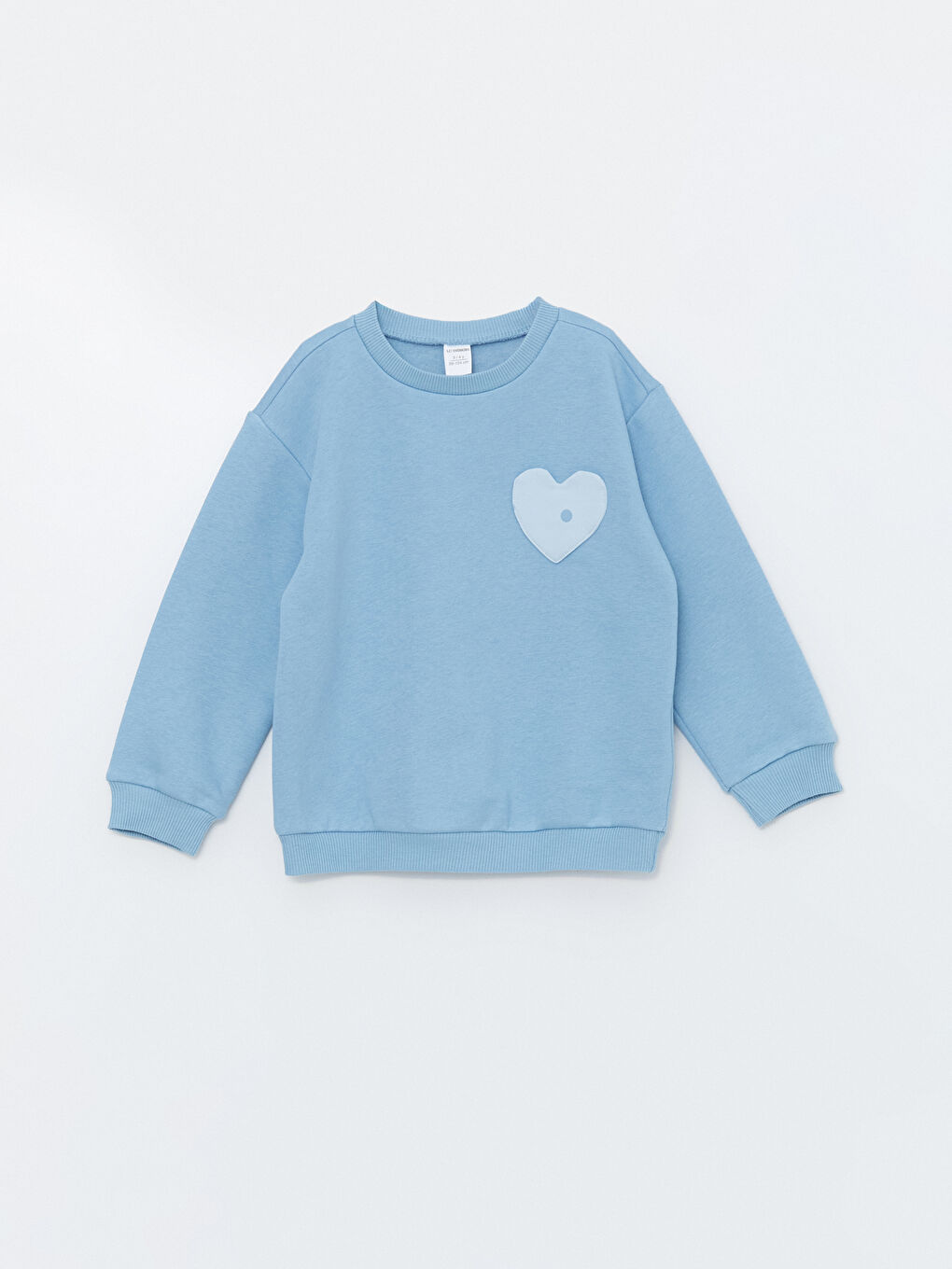 LCW Kids Mavi Bisiklet Yaka Uzun Kollu Baskılı Kız Çocuk Sweatshirt ve Tayt 2'li Takım - 1