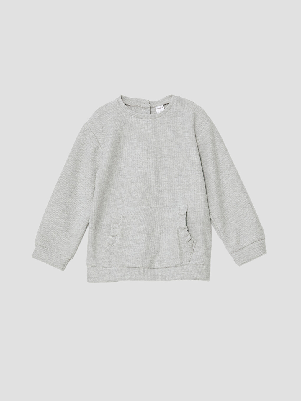 Gri Bisiklet Yaka Kız Çocuk Sweatshirt