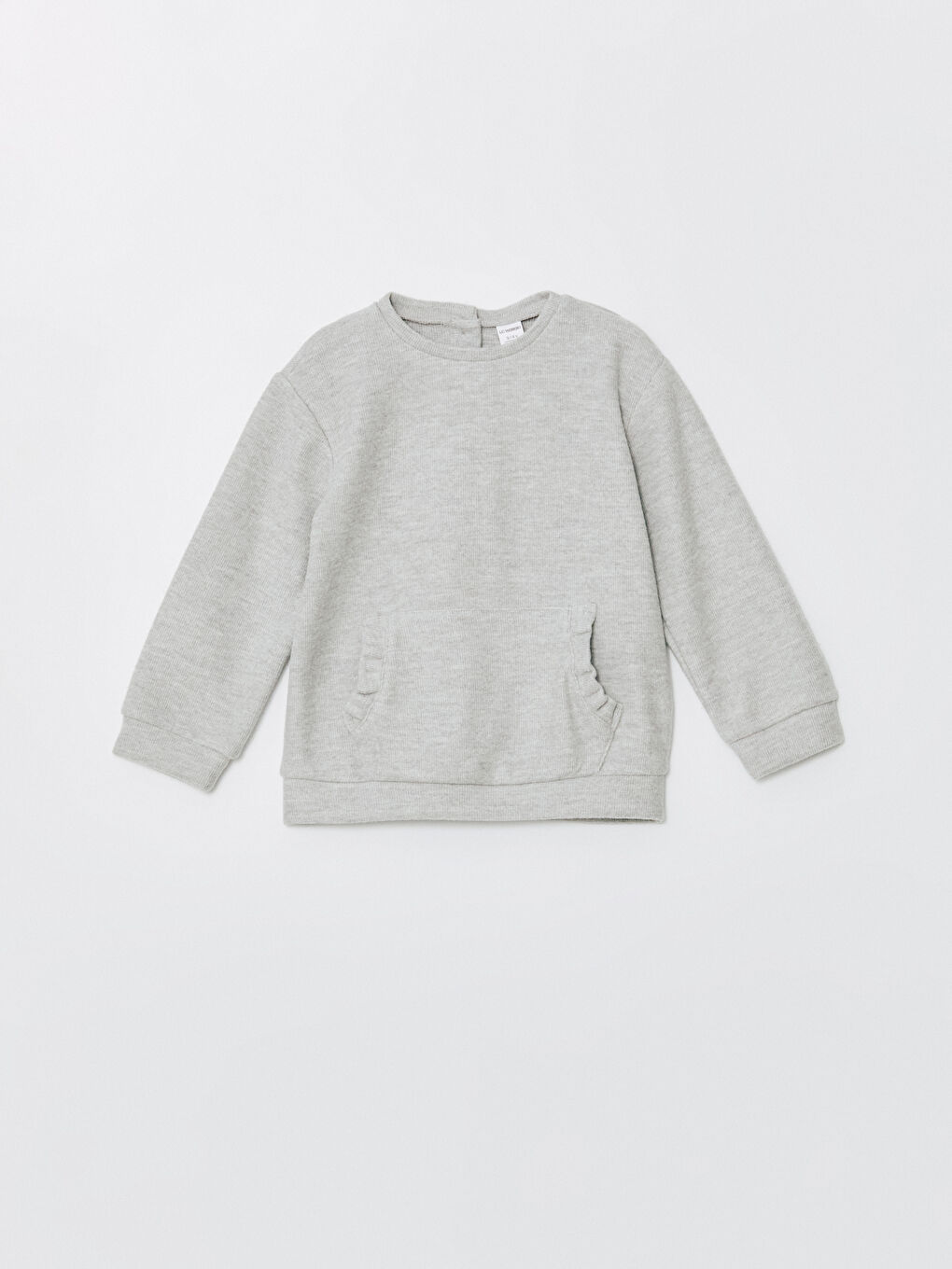 LCW Kids Gri Melanj Bisiklet Yaka Basic Uzun Kollu Kız Çocuk Sweatshirt ve Tayt 2'li Takım - 1