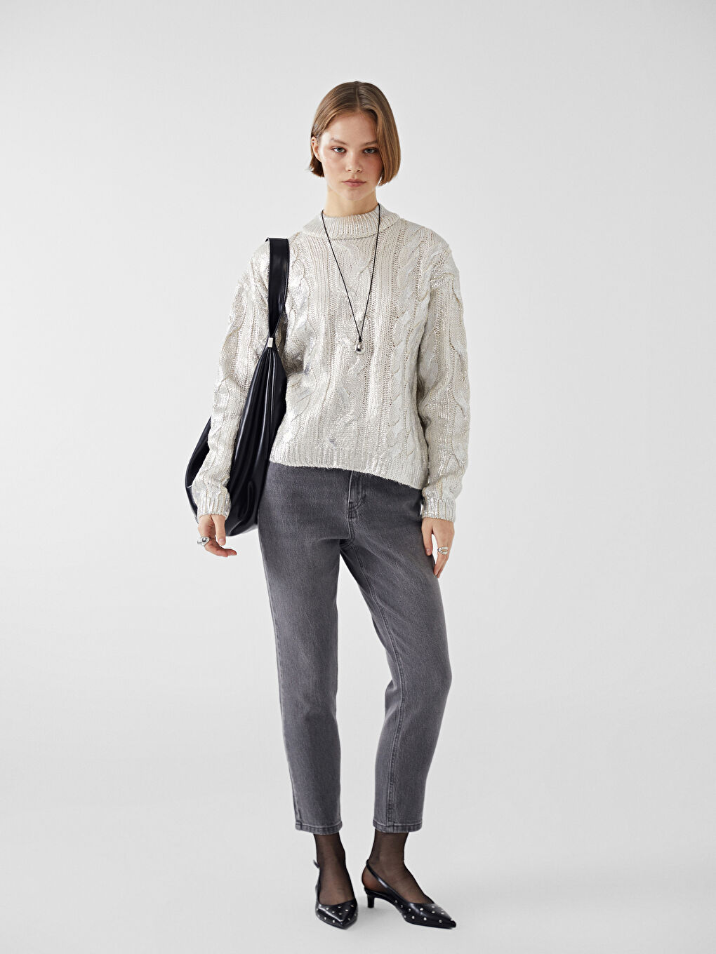 Half Turtleneck Shiny Women'S Knit Sweater -W4KH12Z8-FDH
