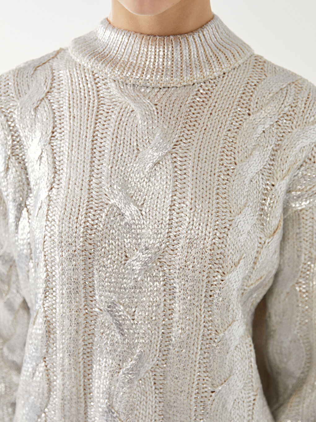 Half Turtleneck Shiny Women'S Knit Sweater -W4KH12Z8-FDH