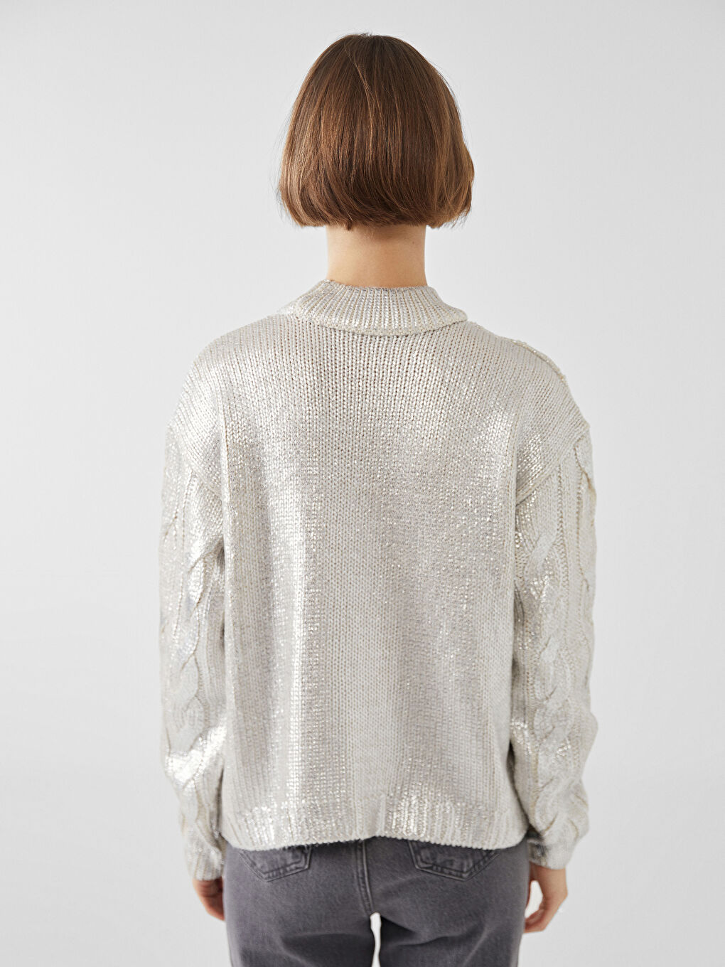 Half Turtleneck Shiny Women'S Knit Sweater -W4KH12Z8-FDH