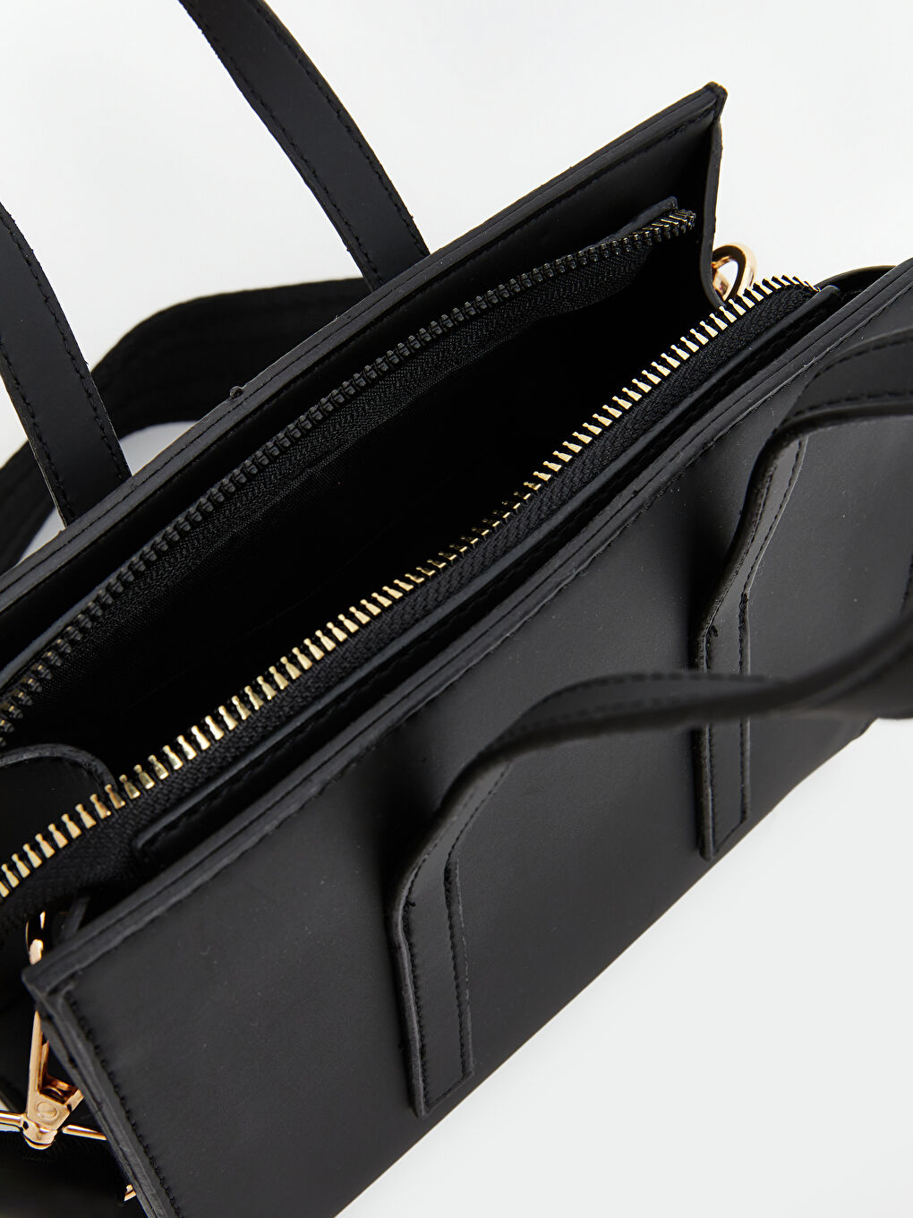 Siyah Deri Görünümlü Kadın Omuz Çantası-2