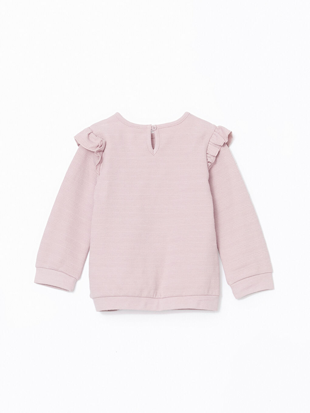 Pembe Bisiklet Yaka Uzun Kollu Kız Bebek Pijama Üst-1