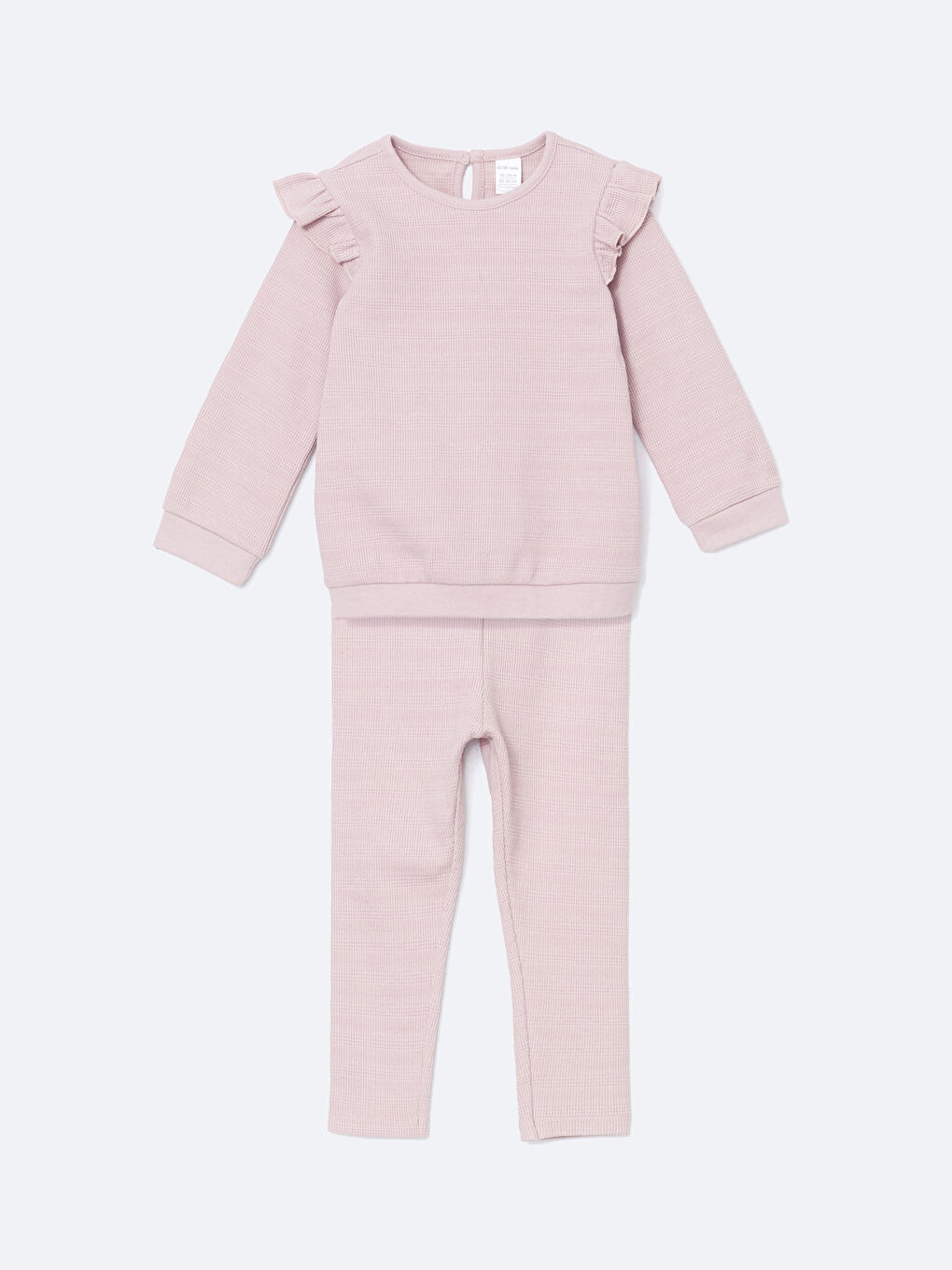 LCW baby Pembe Bisiklet Yaka Baskılı Uzun Kollu Kız Çocuk Pijama Takımı