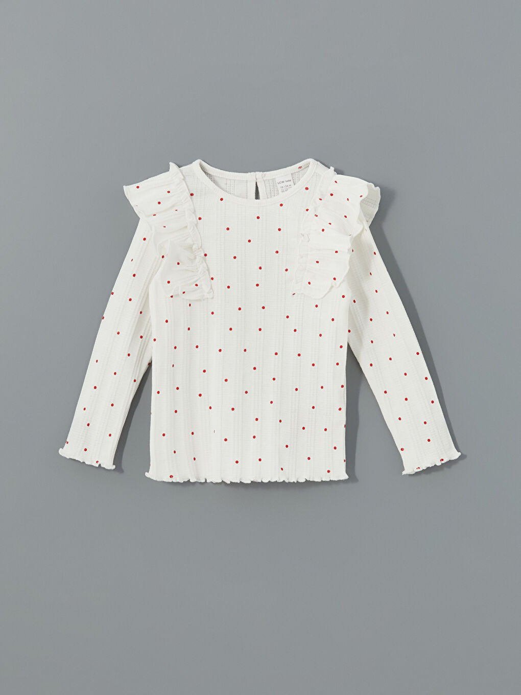 Ekru Bisiklet Yaka Uzun Kollu Kız Bebek Pijama Üst