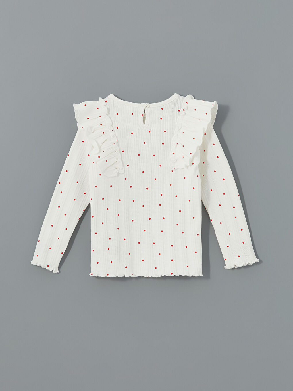 Ekru Bisiklet Yaka Uzun Kollu Kız Bebek Pijama Üst-2