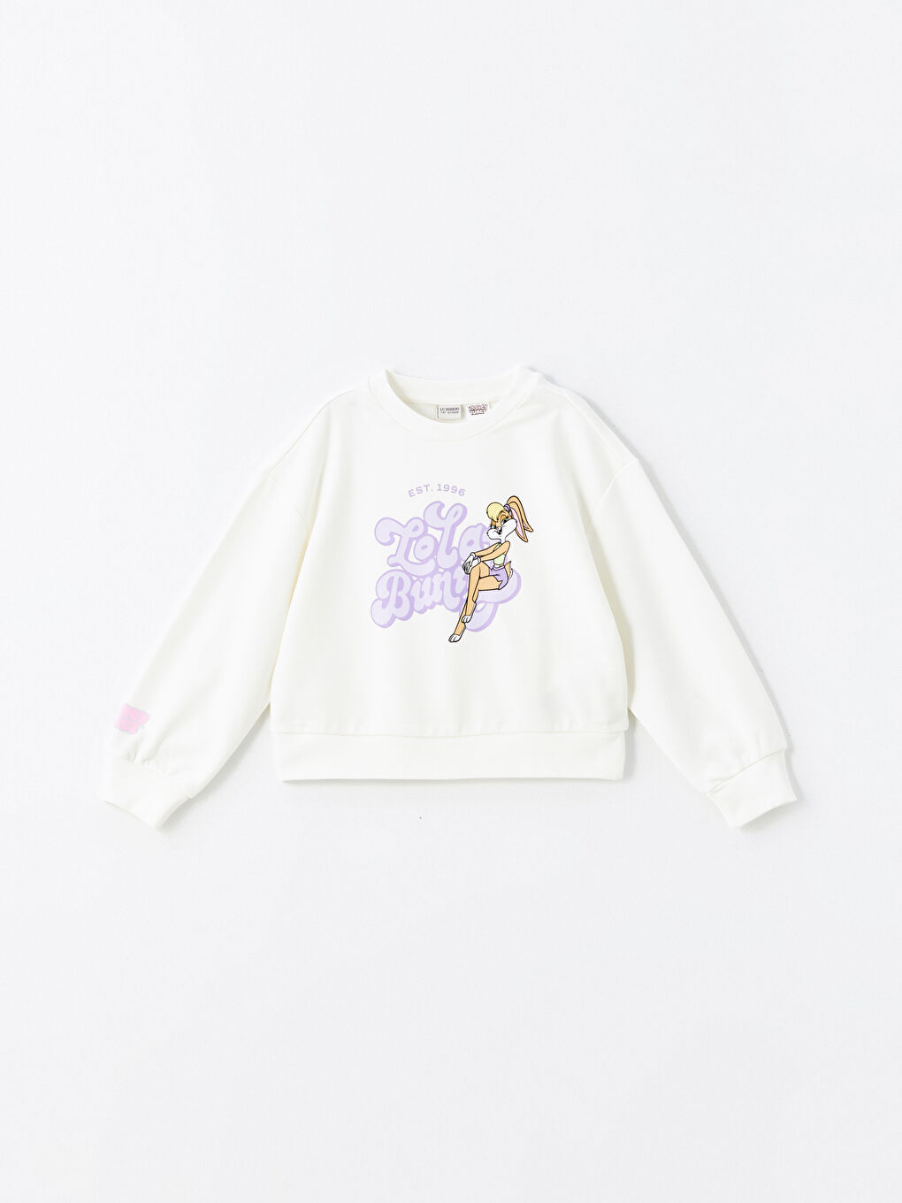 LCW Kids Ekru Bisiklet Yaka Lola Bunny Baskılı Kız Çocuk Sweatshirt