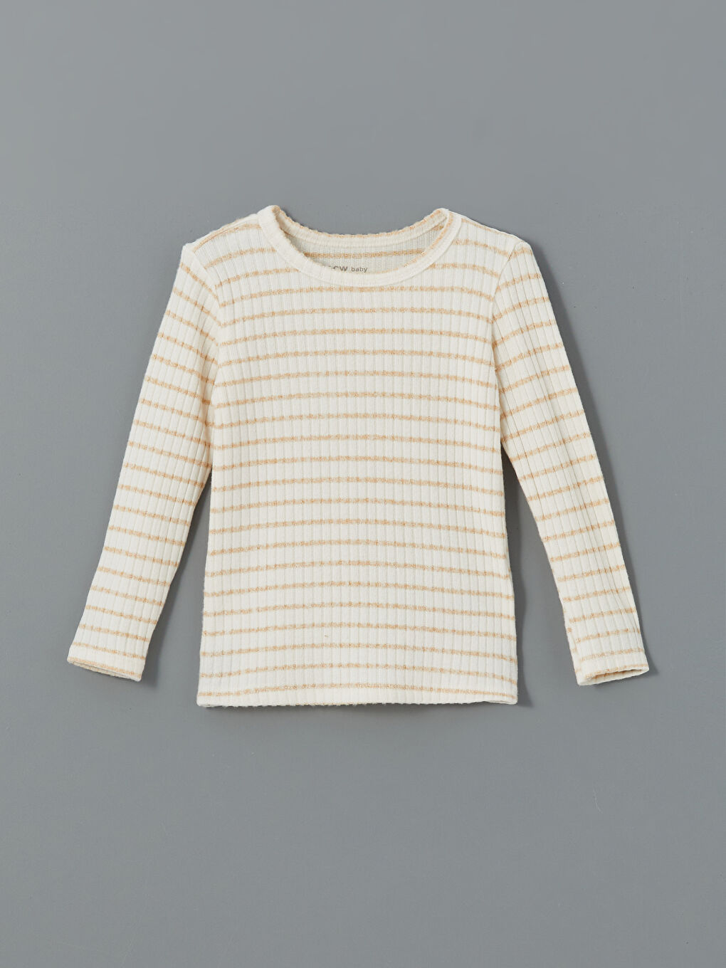 Bej Bisiklet Yaka Çizgili Erkek Bebek Pijama Üstü