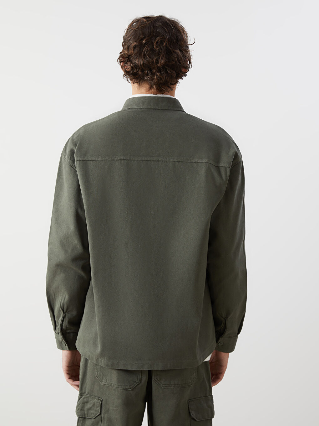 Relaxed Fit Long Sleeve Twill Men's Shirt Jacket -W4KI13Z8-SAY