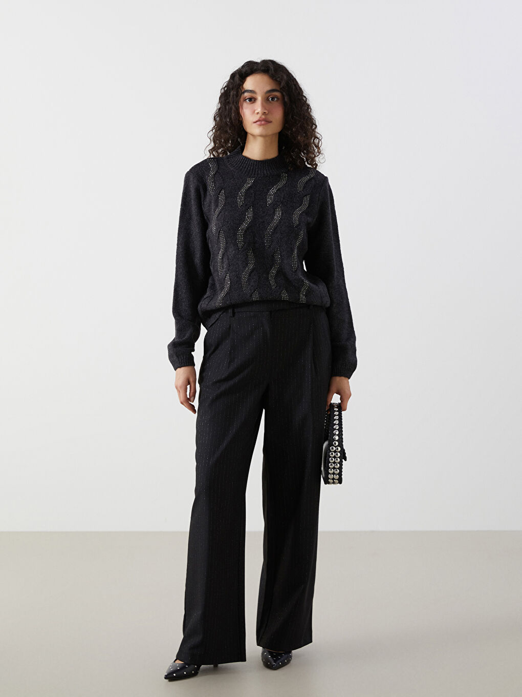 LCW Modest Loose Fit Striped Women's Trousers -W4KI67Z8-LEG