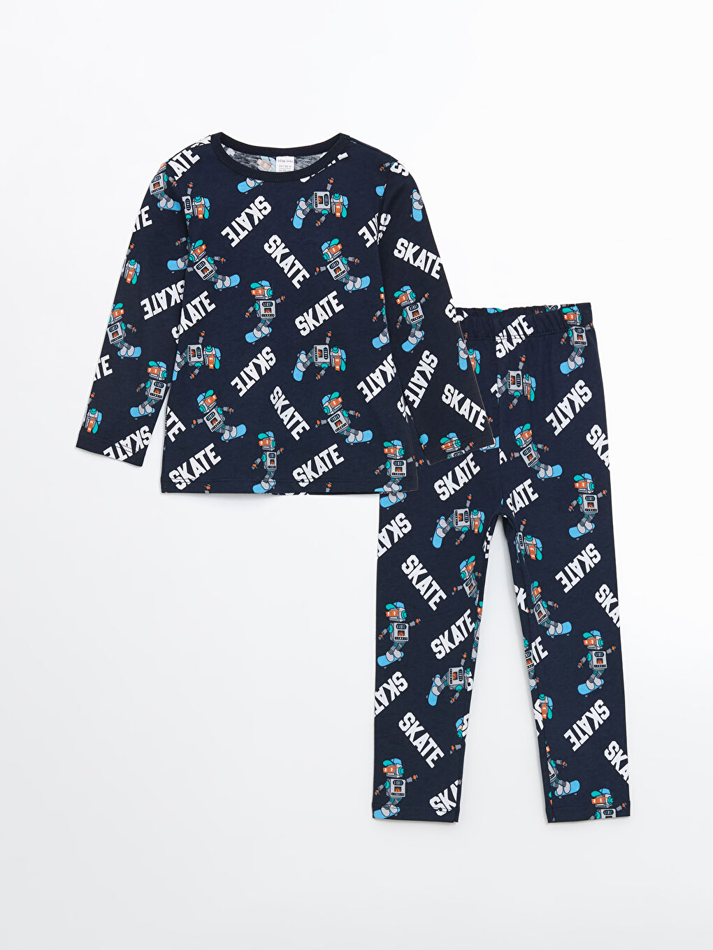 LCW Kids Lacivert Bisiklet Yaka Erkek Çocuk Pijama Takımı