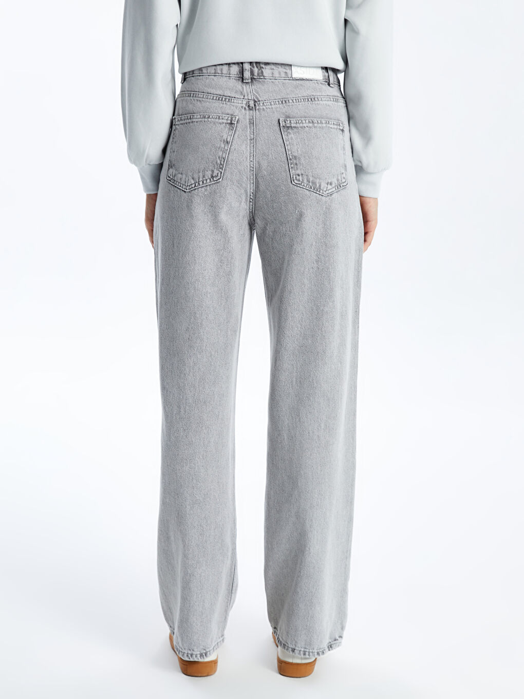 Gri Wideleg Kadın Jean Pantolon-3