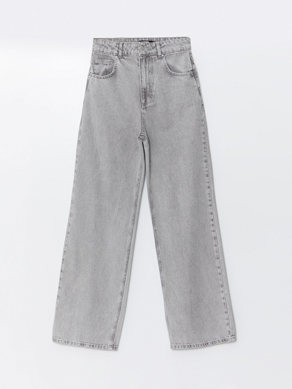 Gri Wideleg Kadın Jean Pantolon-4