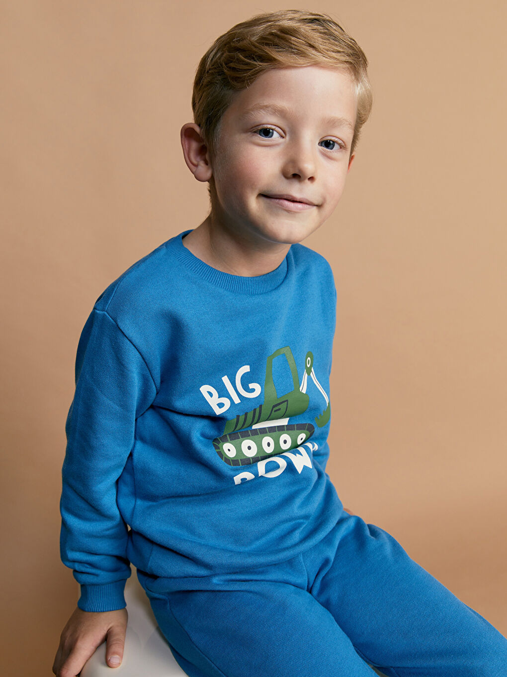 LCW Kids Mavi Baskılı Erkek Çocuk Sweatshirt ve Eşofman Alt 2'li