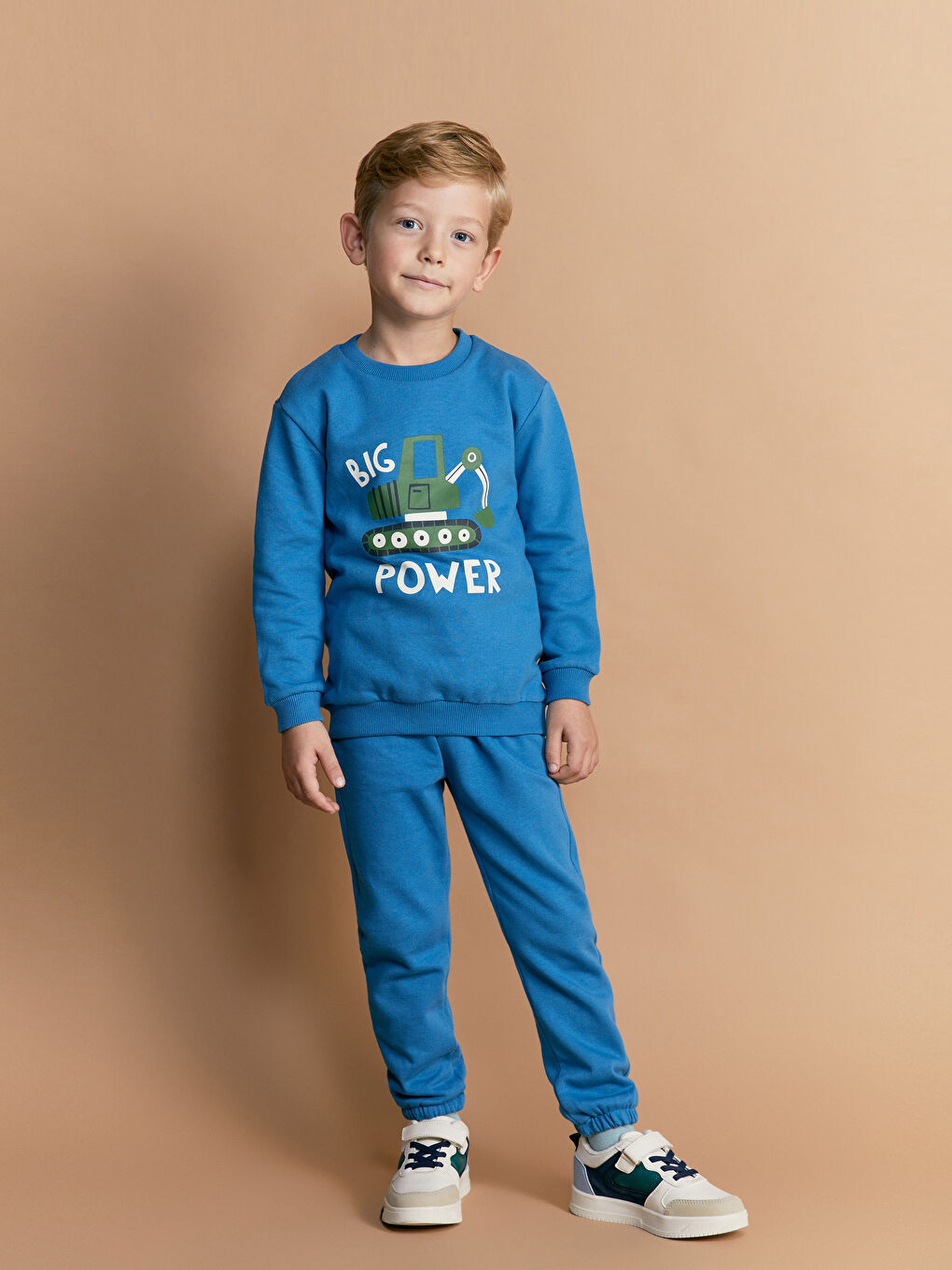 LCW Kids Mavi Baskılı Erkek Çocuk Sweatshirt ve Eşofman Alt 2'li - 1