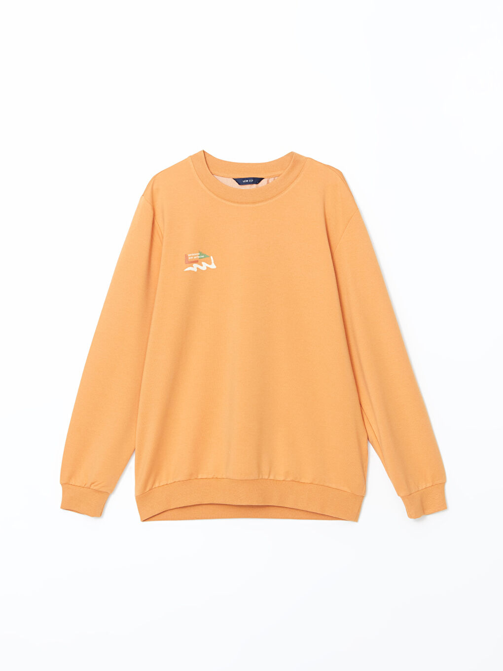 LCW ECO Turuncu Bisiklet Yaka Uzun Kollu Baskılı Erkek Sweatshirt - 4