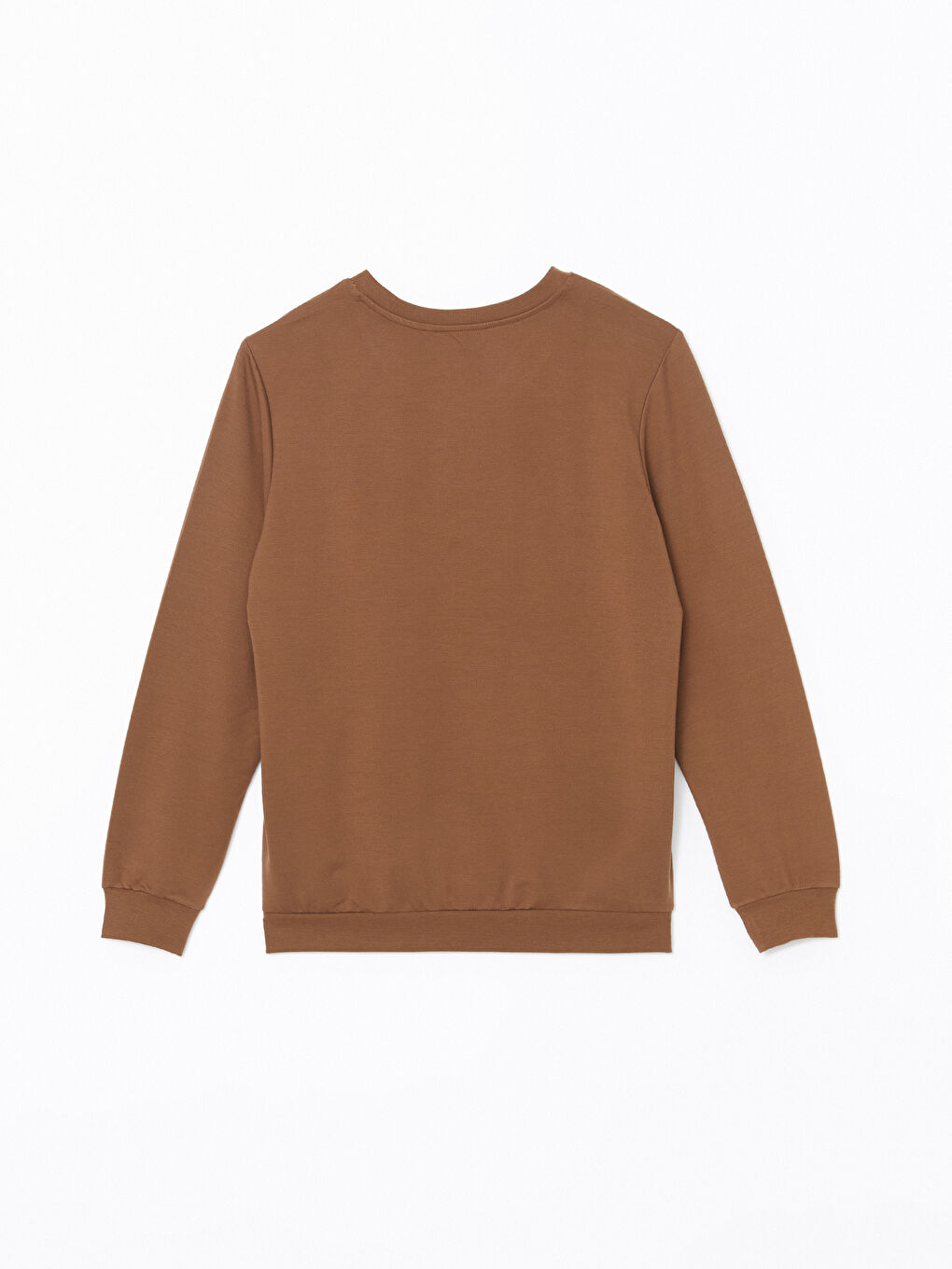 LCW ECO Kahve Bisiklet Yaka Uzun Kollu Baskılı Erkek Sweatshirt - 5