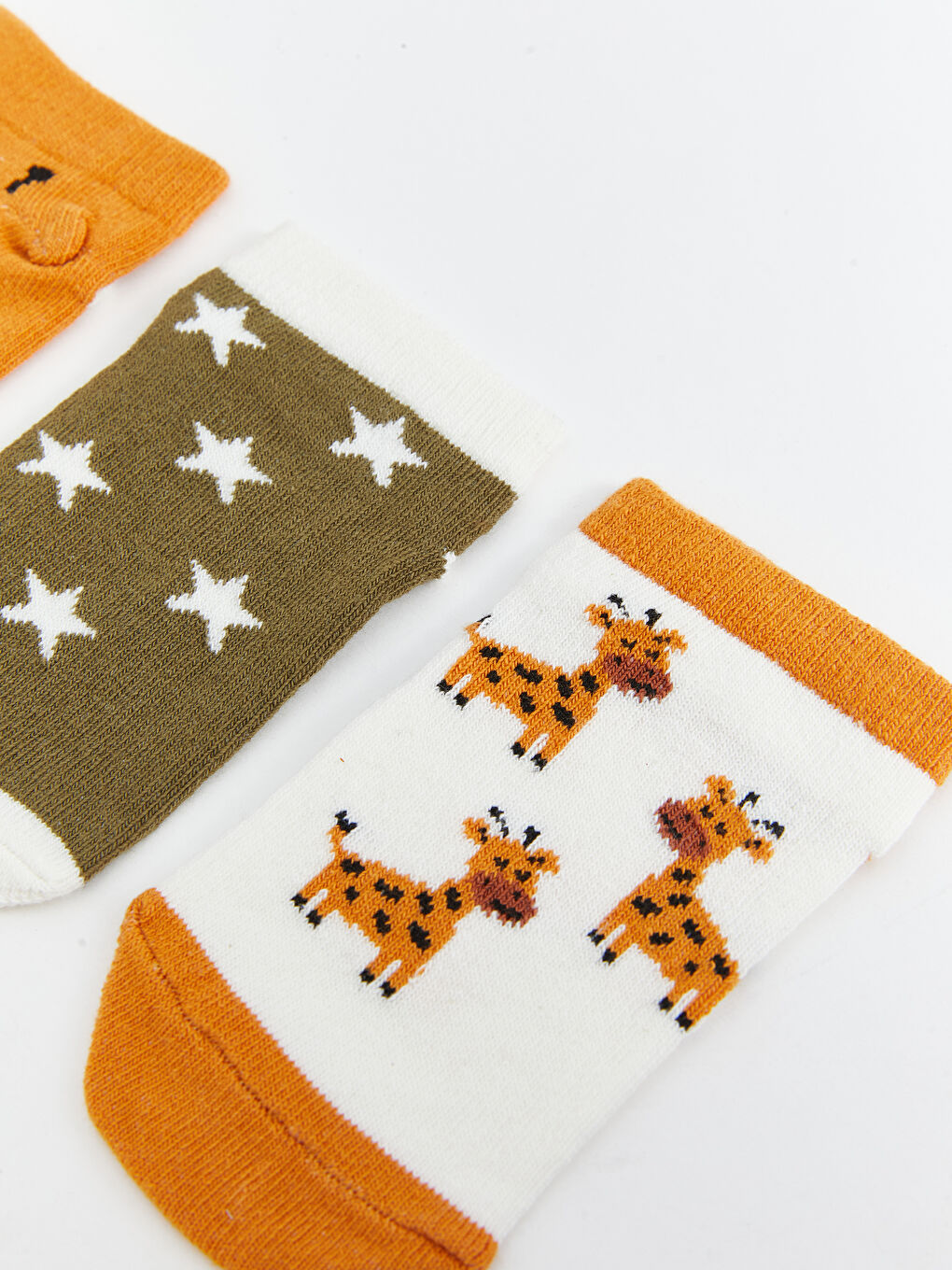 Sarı Baskılı Erkek Bebek Soket Çorap 3'lü-1