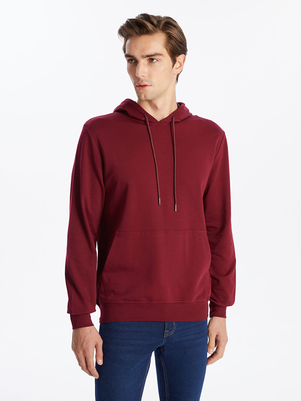 LC WAIKIKI Bordo Uzun Kollu Erkek Hoodie