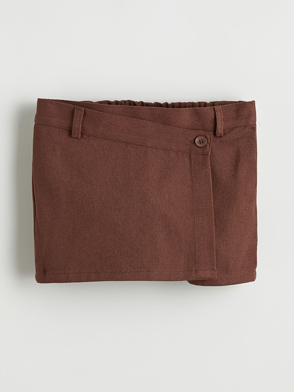 Kahverengi Beli Lastikli Kız Çocuk Etek-1