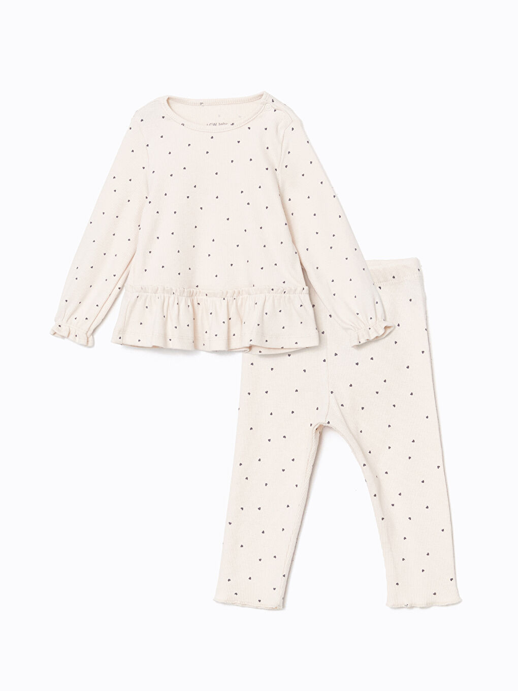 LCW baby Crew Neck Baby Girls' Blouse and Leggings 2 Pack -W4KM18Z1-LQB