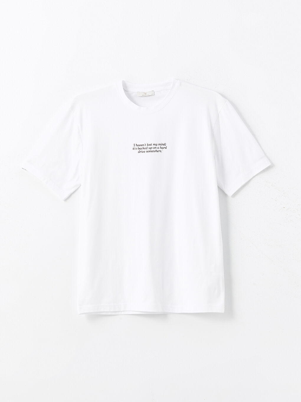 Beyaz Bisiklet Yaka Kısa Kollu Baskılı Penye Erkek Tişört-4