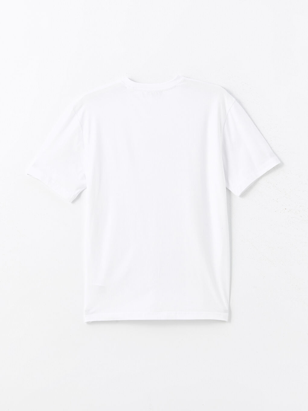 Beyaz Bisiklet Yaka Kısa Kollu Baskılı Penye Erkek Tişört-5