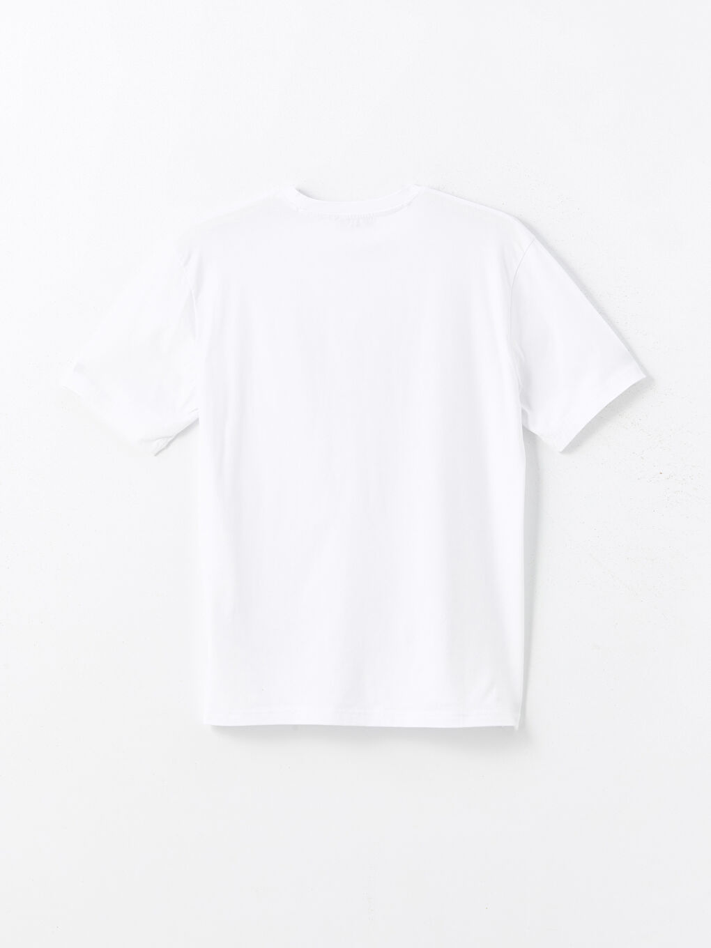 Beyaz Bisiklet Yaka Kısa Kollu Baskılı Penye Erkek Tişört-5