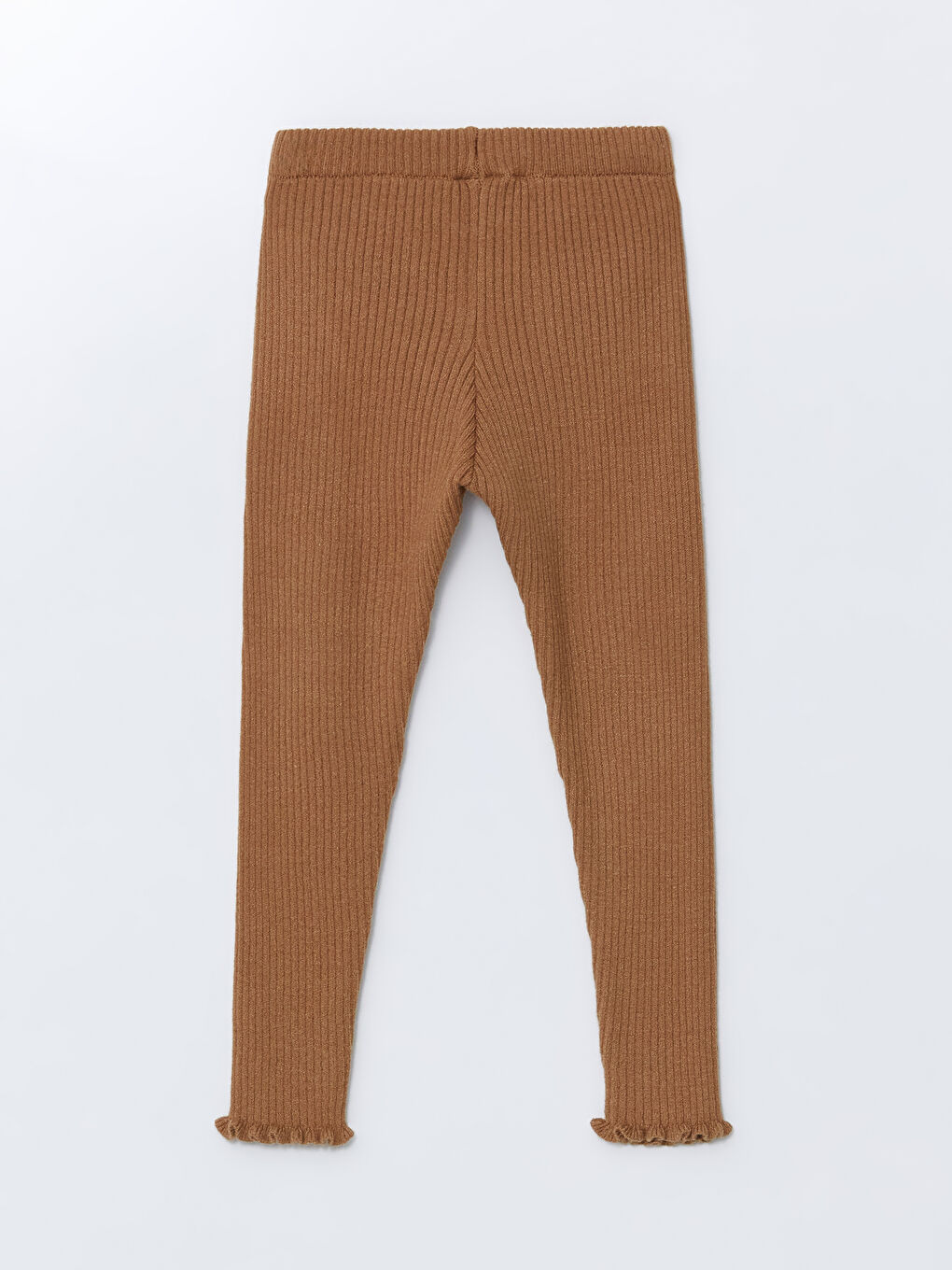 Kahverengi Beli Lastikli Fitilli Kız Çocuk Tayt-1