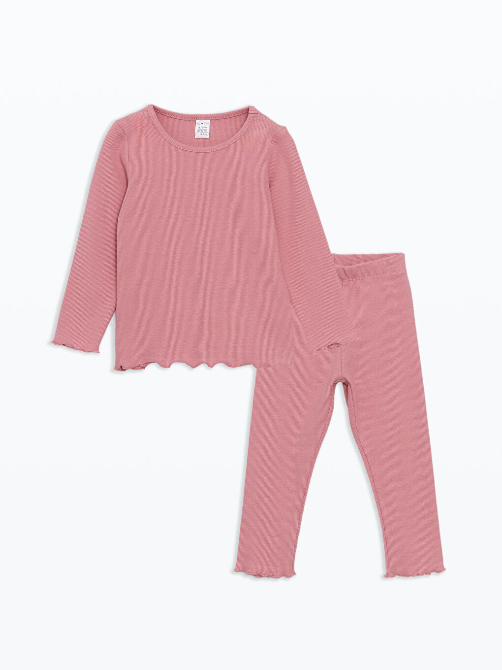 Pembe Bisiklet Yaka Uzun Kollu Kız Bebek Pijama Takım