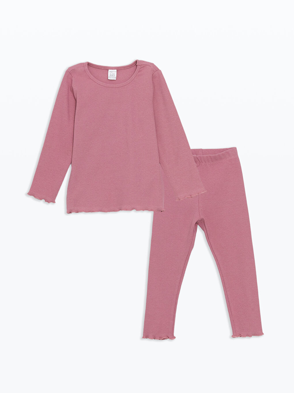 LCW ECO Pembe Bisiklet Yaka Uzun Kollu Kız Bebek Pijama Takım