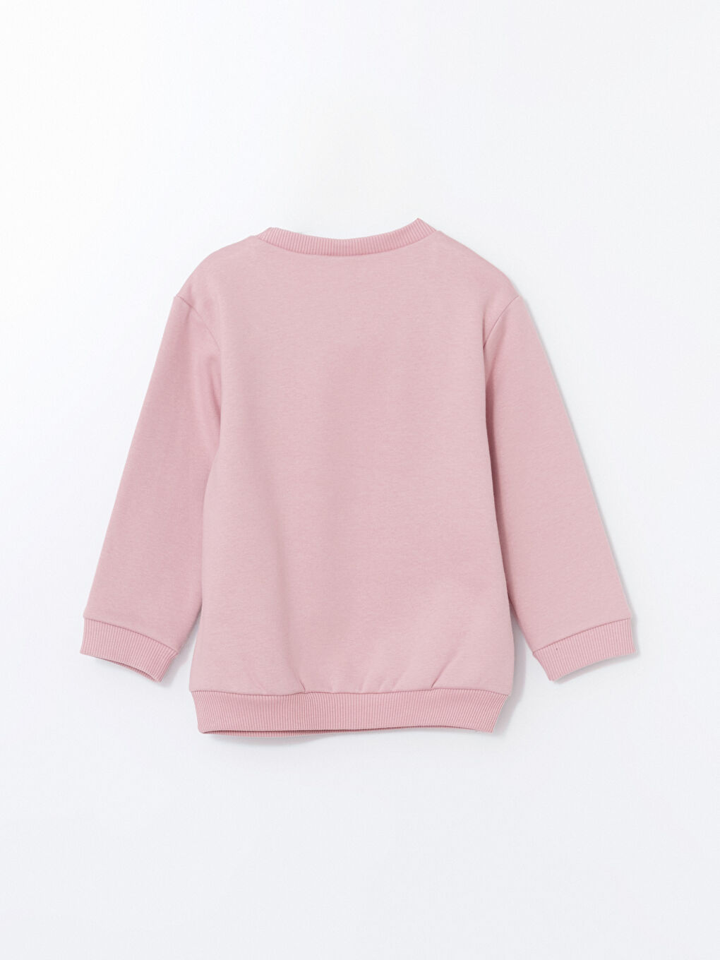 LCW baby Pembe Bisiklet Yaka Baskılı Kız Bebek Sweatshirt ve Eşofman Alt 2'li - 3