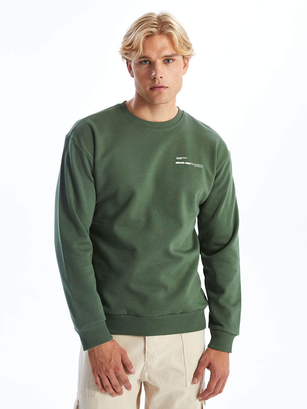 LCW ECO Yeşil Bisiklet Yaka Uzun Kollu Baskılı Erkek Sweatshirt - 2