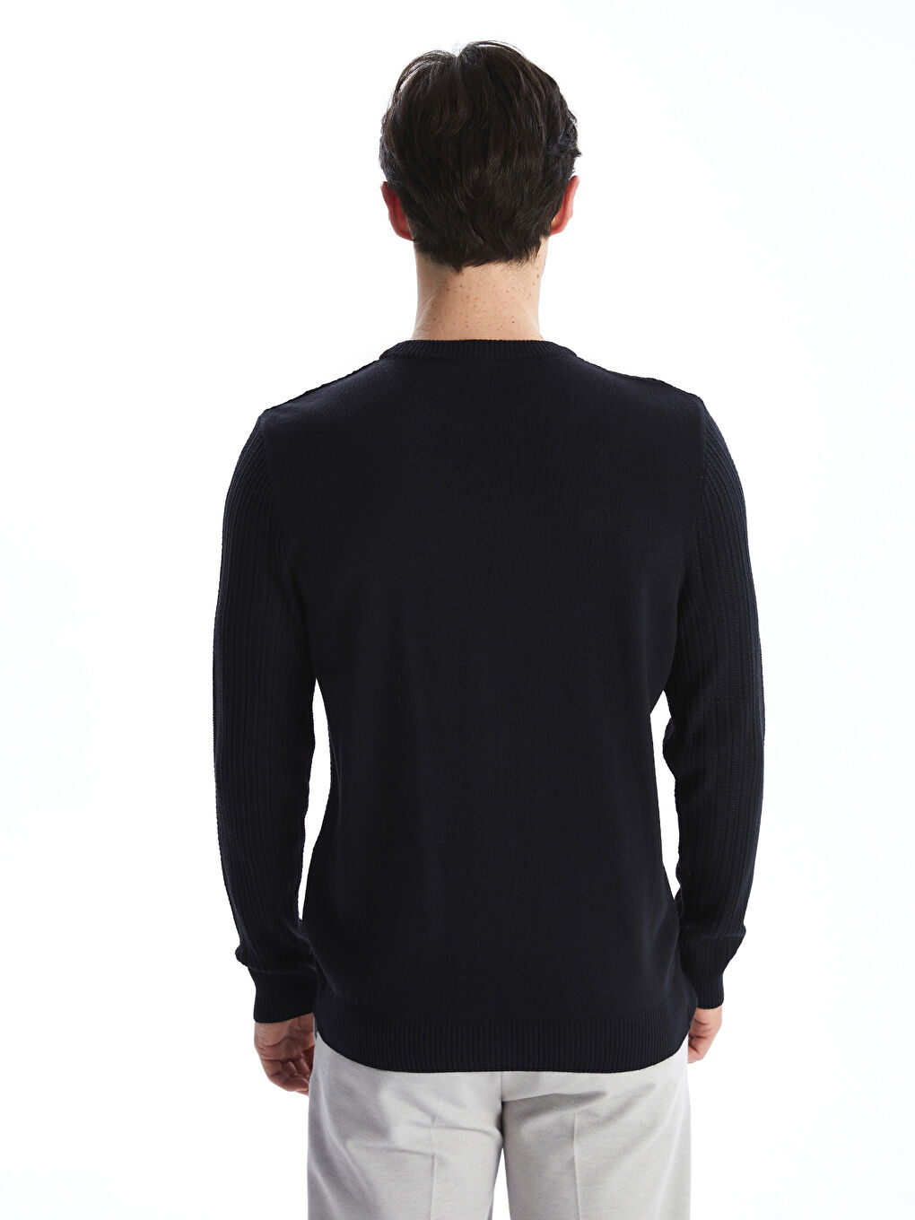 Crew Neck Long Sleeve Men's Tricot Sweater -W4KP19Z8-RFH