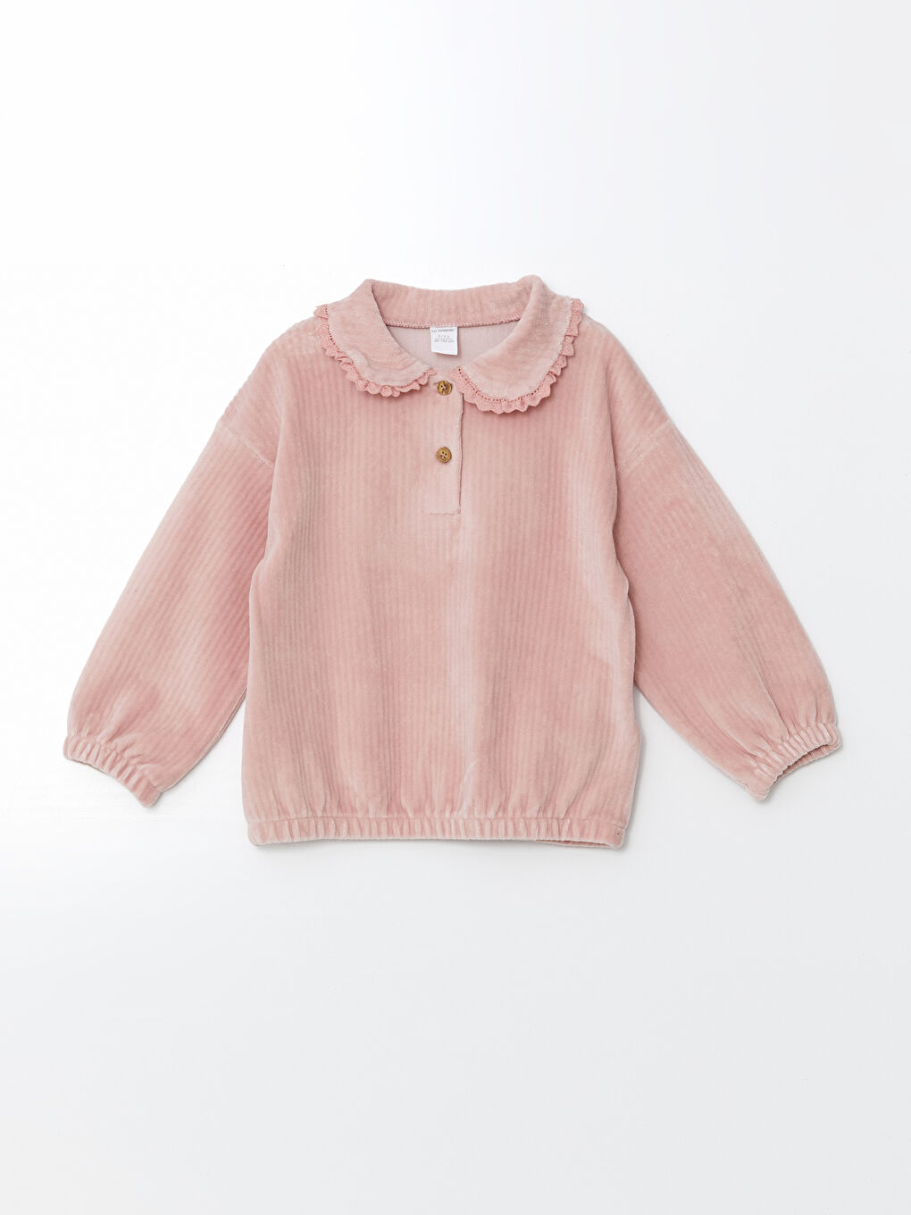 LCW Kids Pembe Bebe Yaka Kadife Kız Çocuk Sweatshirt