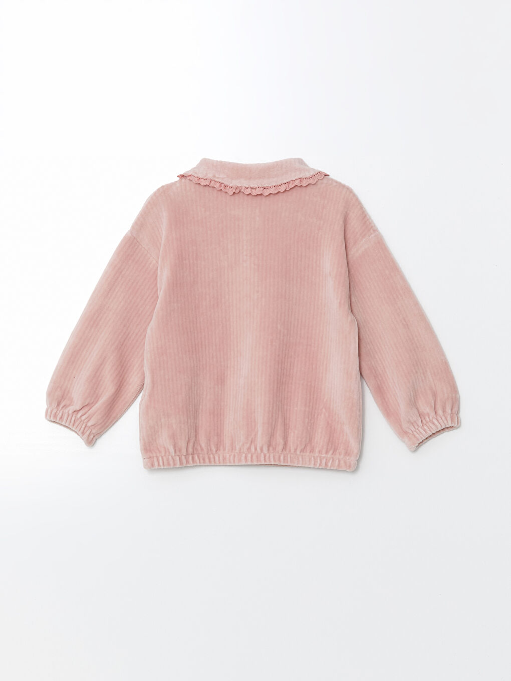 LCW Kids Pembe Bebe Yaka Kadife Kız Çocuk Sweatshirt - 1