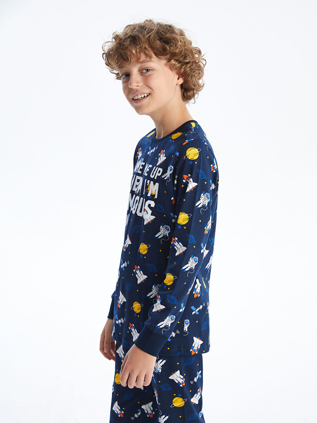 LCW Kids Lacivert Bisiklet Yaka Erkek Çocuk Pijama Takımı